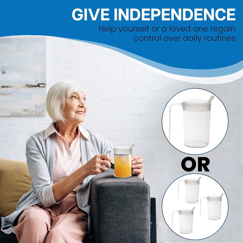 Providence Spillproof Independence 10oz 1-Handle Plastic Mug with 2 Style Lids, Lightweight Drinking Cup with Easy-to-Grasp Handles for Hot and Cold Beverages, PSC 55 Spill-Resistant Adult Sippy Cup - 3 Pack - Image 3
