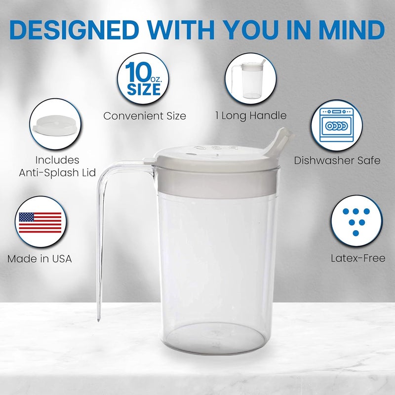 Providence Spillproof Independence 10oz 1-Handle Plastic Mug with 2 Style Lids, Lightweight Drinking Cup with Easy-to-Grasp Handles for Hot and Cold Beverages, PSC 55 Spill-Resistant Adult Sippy Cup - 3 Pack - Image 4