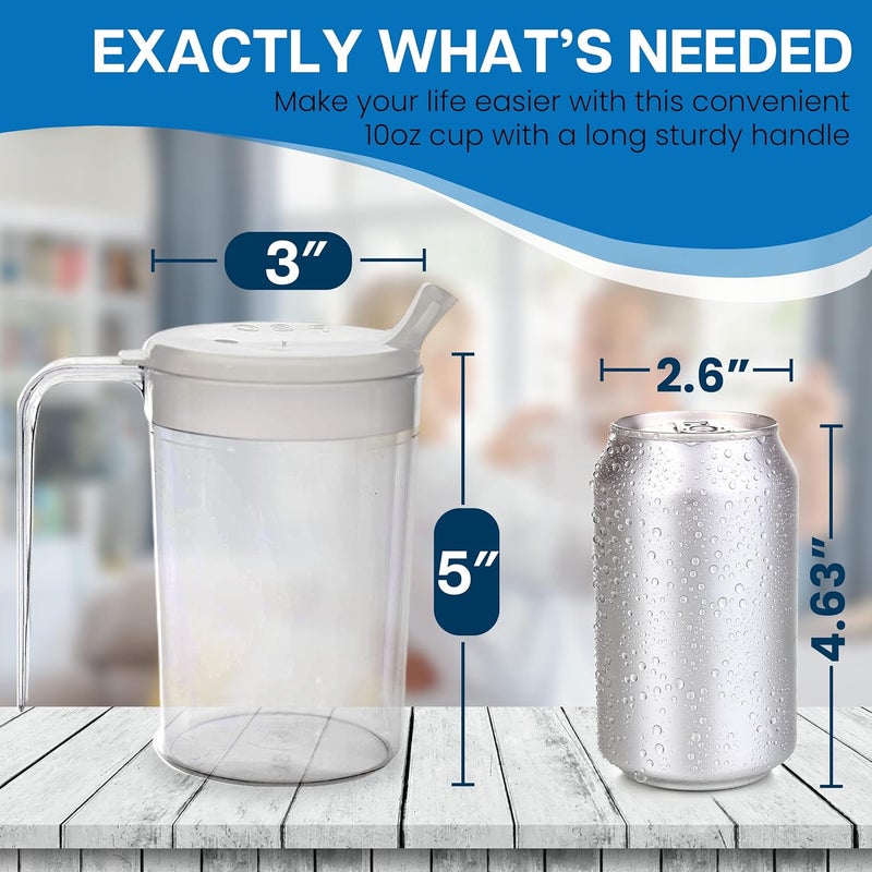 Providence Spillproof Independence 10oz 1-Handle Plastic Mug with 2 Style Lids, Lightweight Drinking Cup with Easy-to-Grasp Handles for Hot and Cold Beverages, PSC 55 Spill-Resistant Adult Sippy Cup - 3 Pack - Image 2