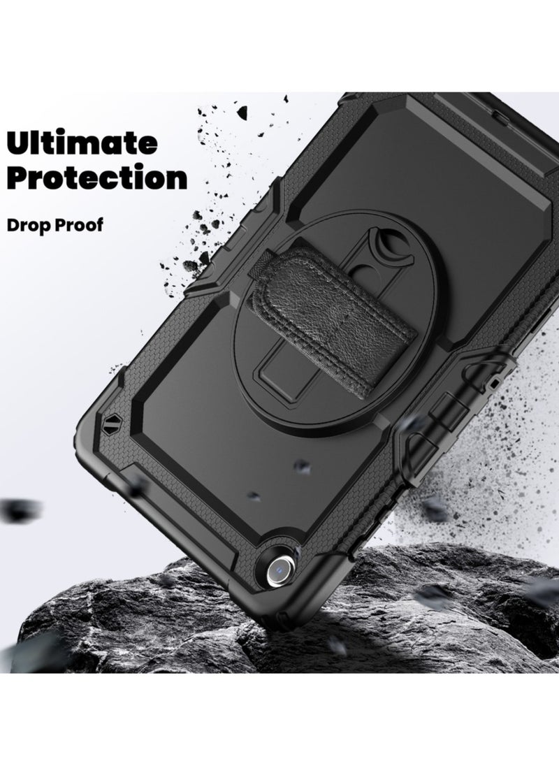 Generic - For Samsung Galaxy Tab A9 Plus Case,Shockproof Samsung Tab A9 Plus Cover with Rotating Hand Strap Stand for Samsung Galaxy Tab A9 Plus,Black - Image 1