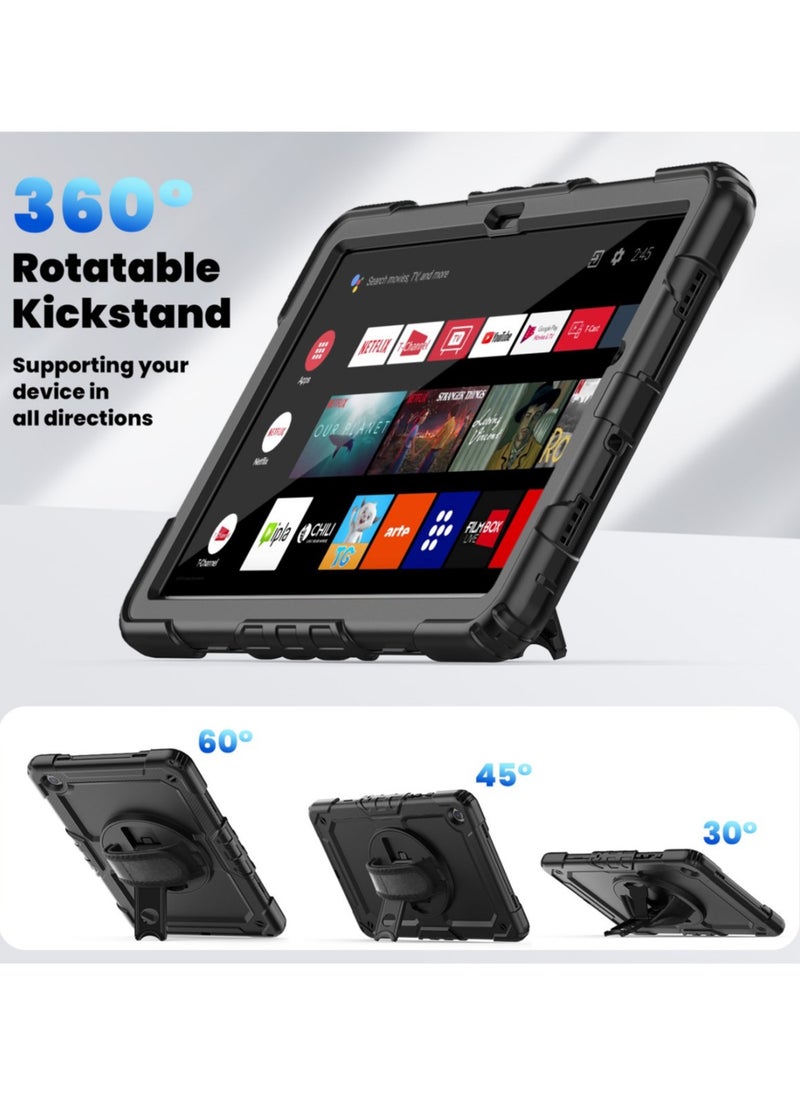 Generic - For Samsung Galaxy Tab A9 Plus Case,Shockproof Samsung Tab A9 Plus Cover with Rotating Hand Strap Stand for Samsung Galaxy Tab A9 Plus,Black - Image 1
