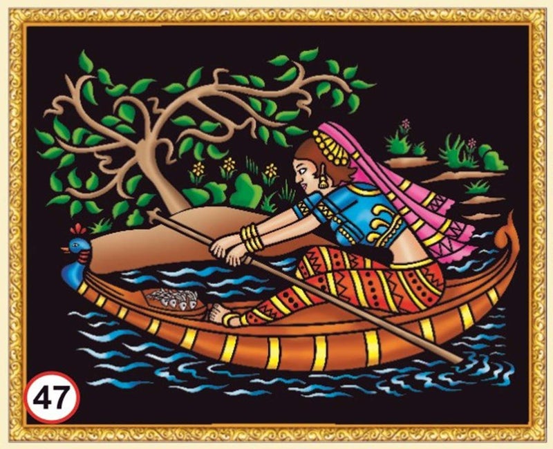 Rainbow DIY - Emboss Painting Kit, Sailing Lady, Medium(13x19 inch), Design No. 47 - Image 1