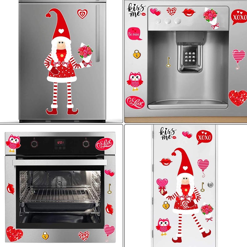 klarako 27 Pieces Valentines Gnome Refrigerator Magnets Set, Novelty Refrigerator Magnet Stickers Swedish Tomte Gnomes Fridge Magnet for Valentine s Day Decorations, Fridge, Metal Door, Office Cabinets Decor - Image 4