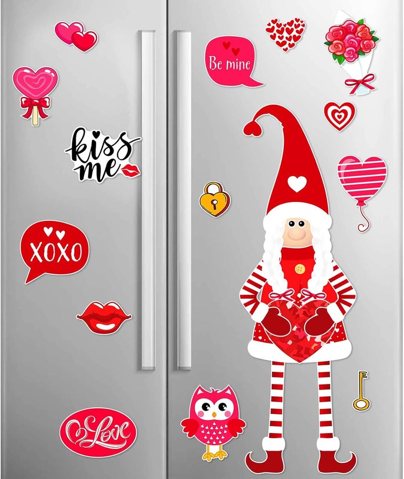 klarako 27 Pieces Valentines Gnome Refrigerator Magnets Set, Novelty Refrigerator Magnet Stickers Swedish Tomte Gnomes Fridge Magnet for Valentine s Day Decorations, Fridge, Metal Door, Office Cabinets Decor - Image 1