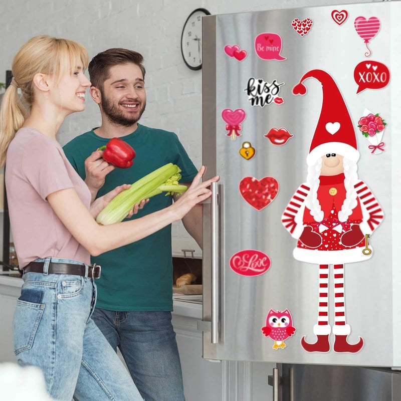 klarako 27 Pieces Valentines Gnome Refrigerator Magnets Set, Novelty Refrigerator Magnet Stickers Swedish Tomte Gnomes Fridge Magnet for Valentine s Day Decorations, Fridge, Metal Door, Office Cabinets Decor - Image 3
