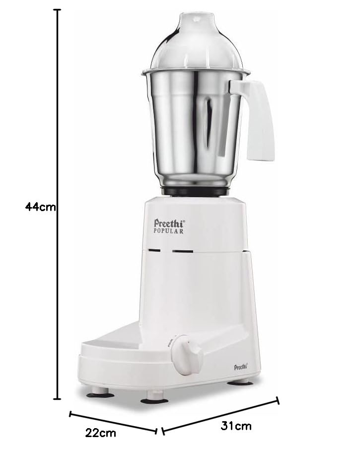 بريثي Preethi Popular Mixer Grinder for Kitchen | 750-Watt L-shaped Mixie, 3 jars | 5yr Motor Warranty & Lifelong Free Service| White (MG 142) 1.7 L 750 W MG-142 white - Image 2