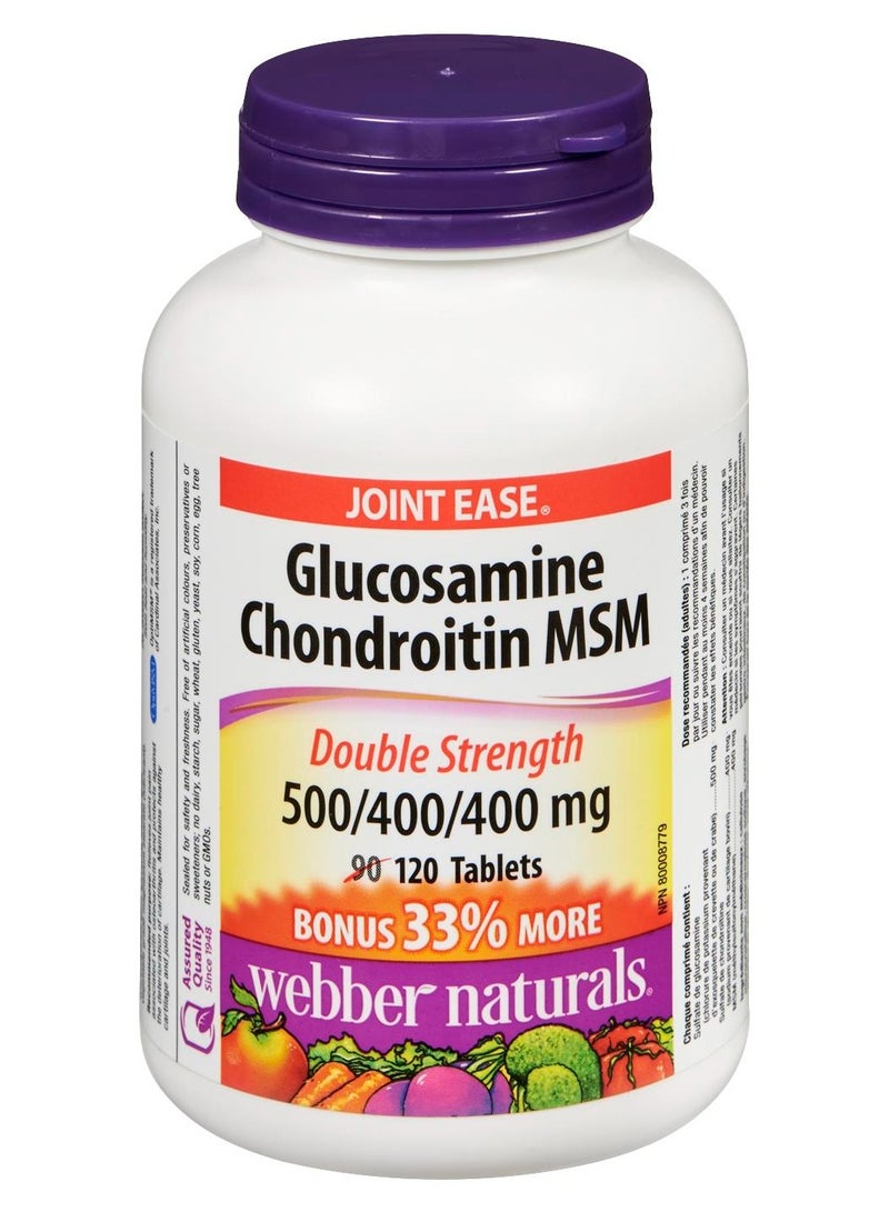 ويبر ناتشورالز جلوكوزامين كوندرويتين MSM قوة مضاعفة ٥٠٠/٤٠٠/٤٠٠ ملغ ١٢٠ قرصًا (مكافأة إضافية!) ٣٣٪ زيادة