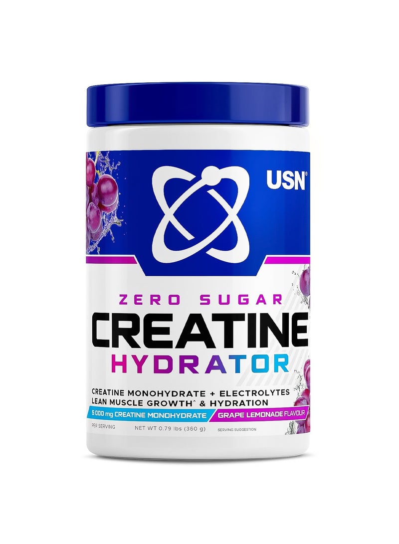 USN Zero Sugar Creatine Hydrator 360G Grape Lemonade Power & Performance And Hydration