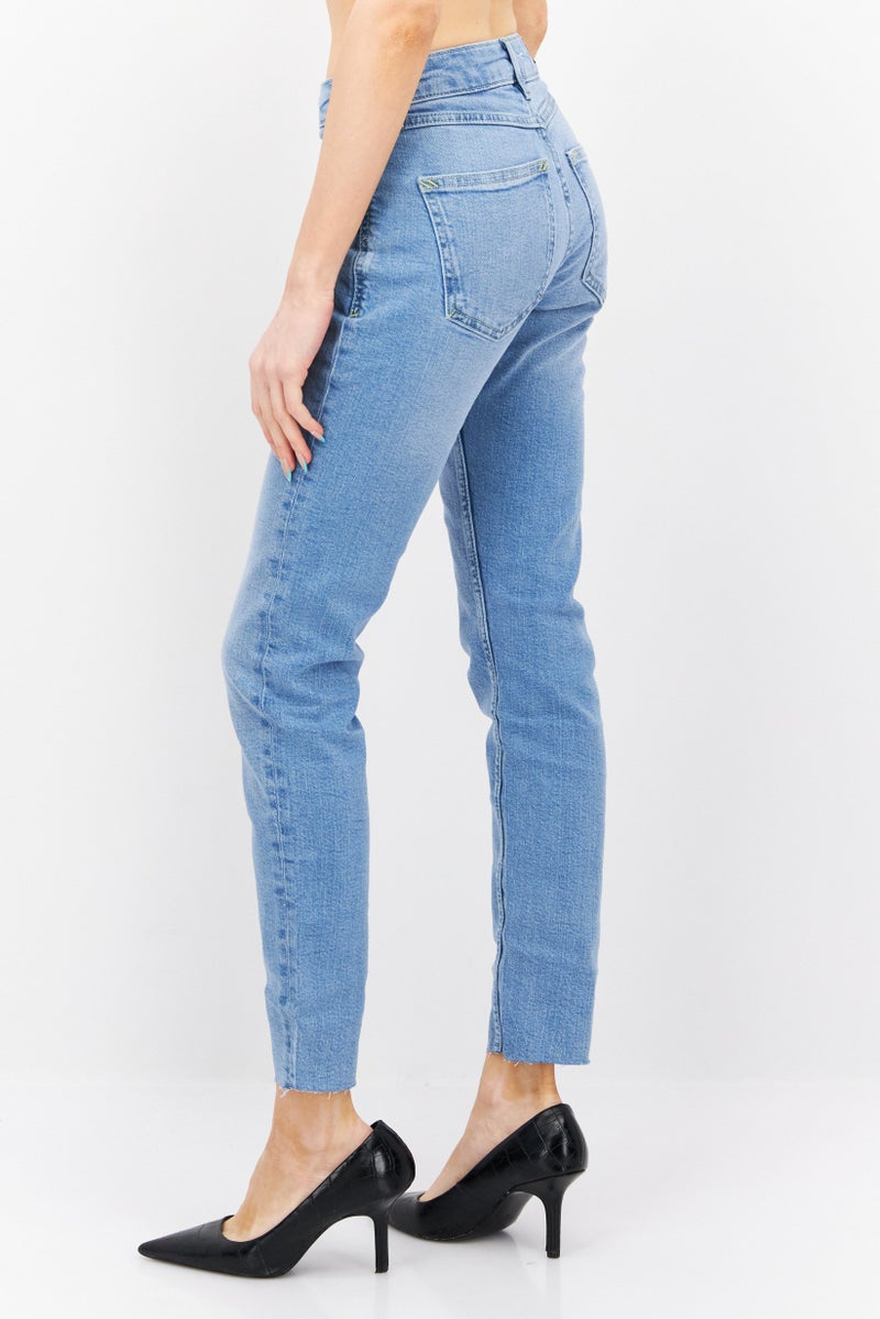 ESPRIT Women Slim Fit Washed Stretchable Jeans, Blue - Image 4