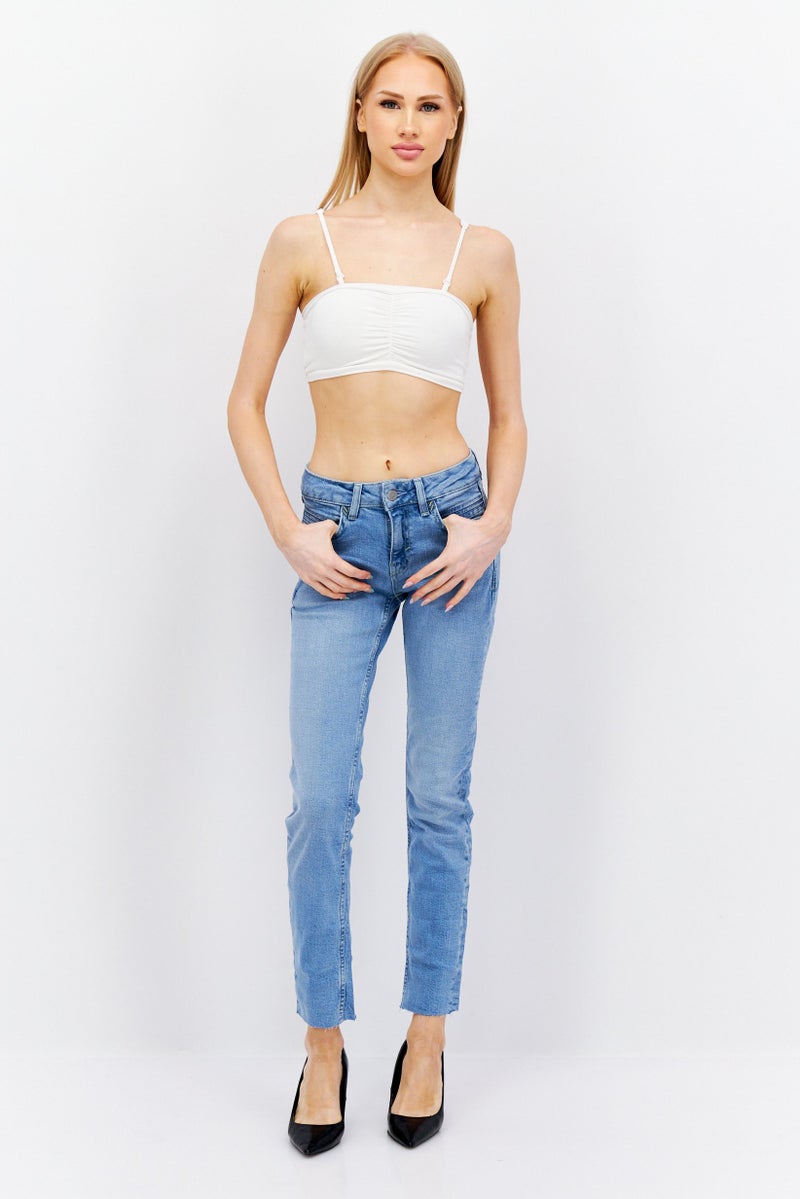 ESPRIT Women Slim Fit Washed Stretchable Jeans, Blue - Image 2