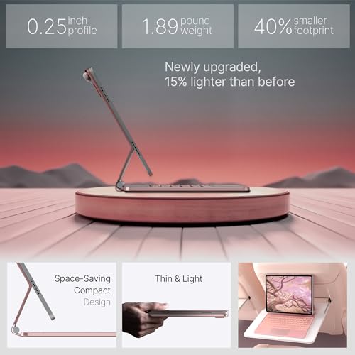 typecase Edge Keyboard Case for iPad Air 13-inch(M3/M2, 2025/2024) & iPad Pro 12.9-inch(6th/5th/4th/3rd Gen), Magic Keyboard with 11-Color Backlight, Multi-Touch Trackpad, Pencil Holder, Rose Gold - Image 5