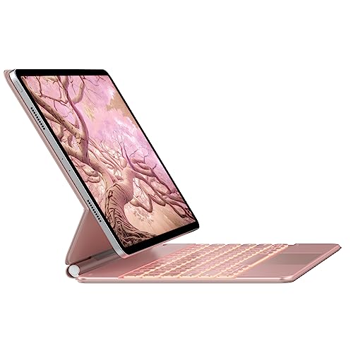 typecase Edge Keyboard Case for iPad Air 13-inch(M3/M2, 2025/2024) & iPad Pro 12.9-inch(6th/5th/4th/3rd Gen), Magic Keyboard with 11-Color Backlight, Multi-Touch Trackpad, Pencil Holder, Rose Gold - Image 1