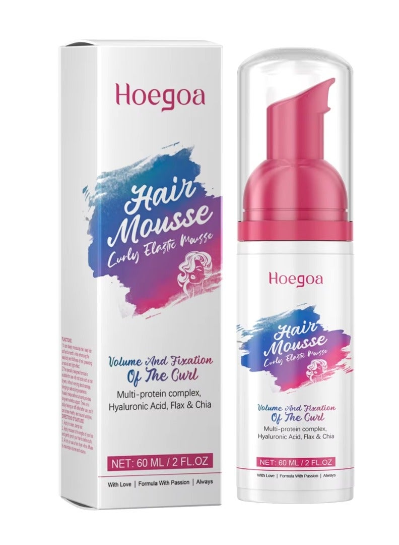HOEGOA 60 مل موس شعر موس مرن للشعر المجعد يحدد تجاعيد الشعر مع حجم طوال اليوم وتألق وثبات موس تصفيف الشعر موس مرطب مرطب موس مرن لتحديد التجاعيد - Image 1