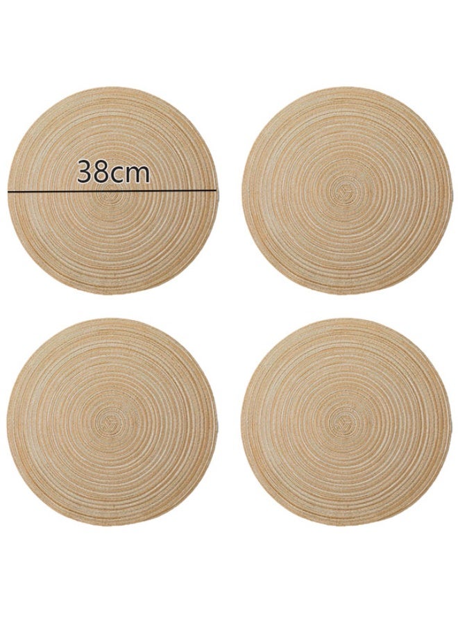 HOOTO Round Placemats Set of 6 Woven Placemats Washable Braided Table Mats for Dining Table Heat Resistant Non-Slip Circle Place Mats - Image 2