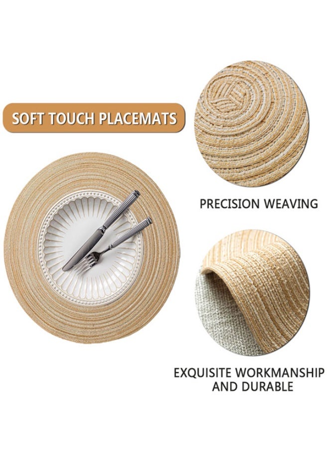 HOOTO Round Placemats Set of 6 Woven Placemats Washable Braided Table Mats for Dining Table Heat Resistant Non-Slip Circle Place Mats - Image 3