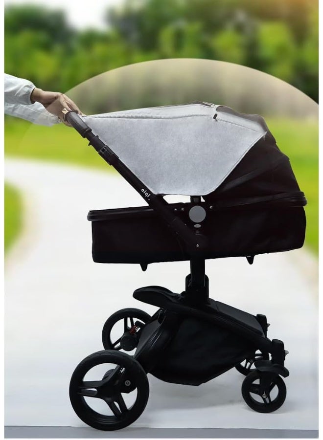 LLUFO Stroller Sun Shade Universal Baby Stroller Cover for Sun Blackout Cover (0-6m) Sunshade Visor Wind Cover Blocks Sun's Rays - Gray - Image 4