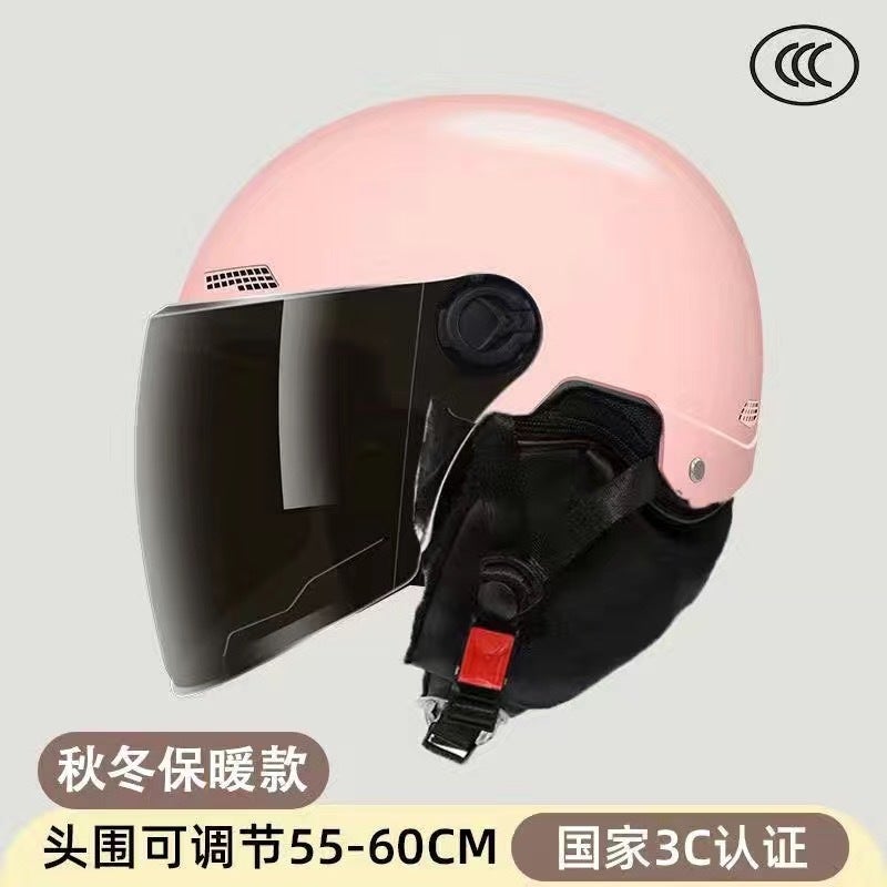 Generic 3C Certified Winter Helmet with Ear Protection Pink Brown long mirror