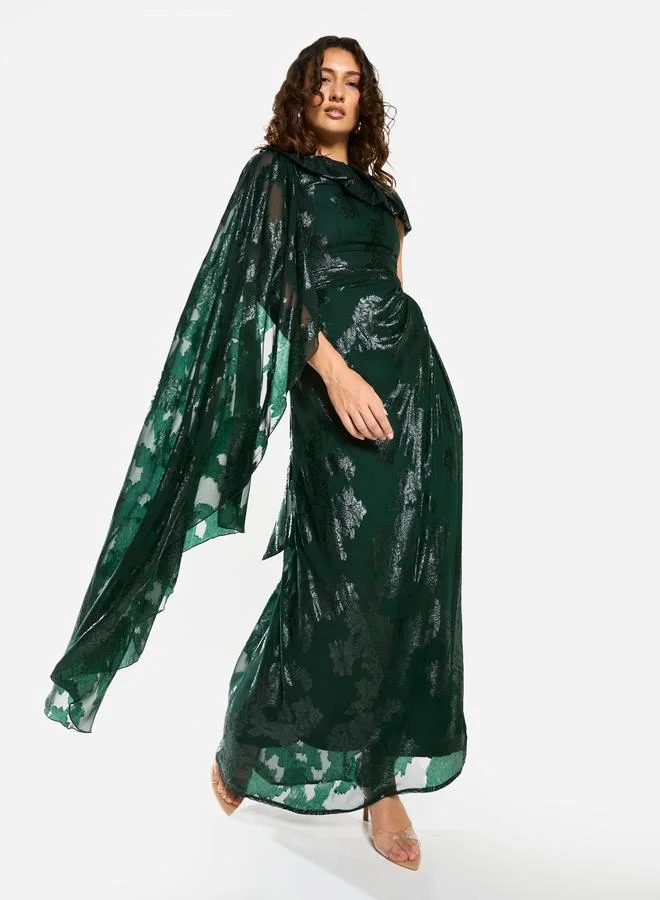 House of Moda Draped Off-Shoulder Sculpt Gown Maxi Dress