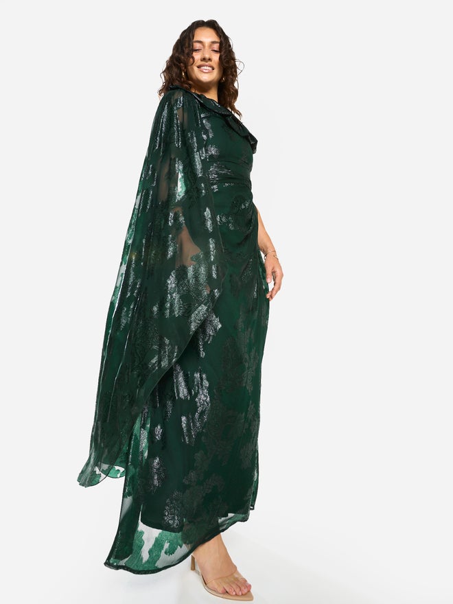 House of Moda Draped Off-Shoulder Sculpt Gown Maxi Dress - Image 2