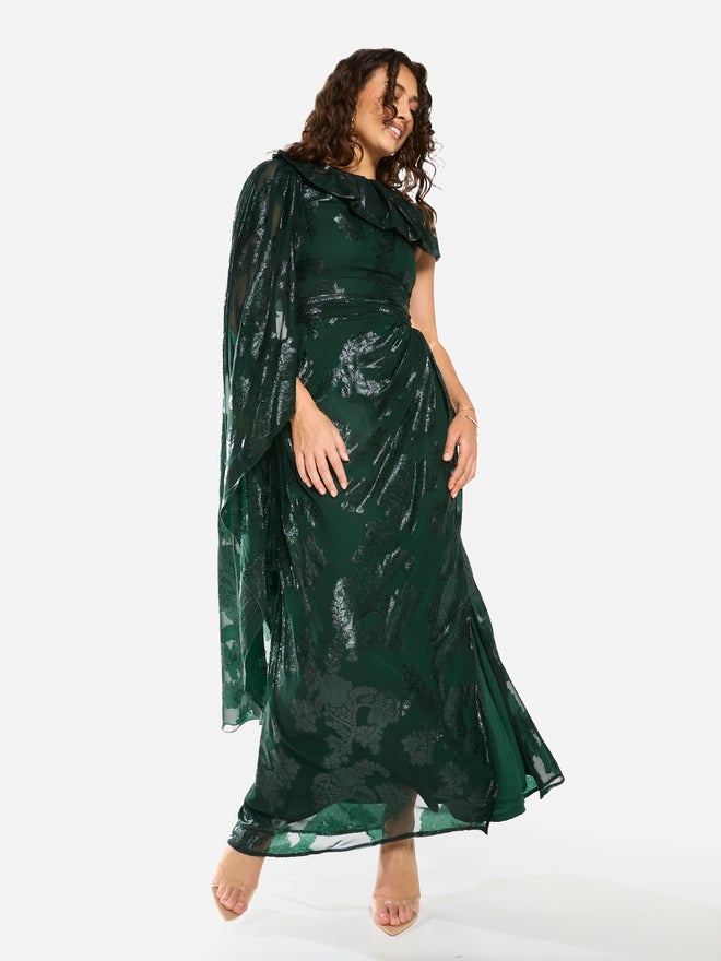 House of Moda Draped Off-Shoulder Sculpt Gown Maxi Dress - Image 4