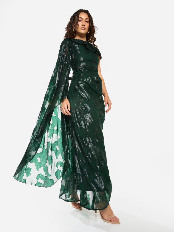 House of Moda Draped Off-Shoulder Sculpt Gown Maxi Dress - Image 3