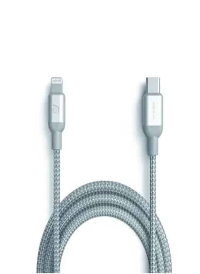 ADAM ELEMENTS Adam Elements PeAk II USB-C to Lightning Charging-/ Data Cable Compatible with All iOS Devices with Lightning Port - Silver (Made for iPod, iPad, iPhone Certification/ 1.2m/ Nylon & Aluminium) 