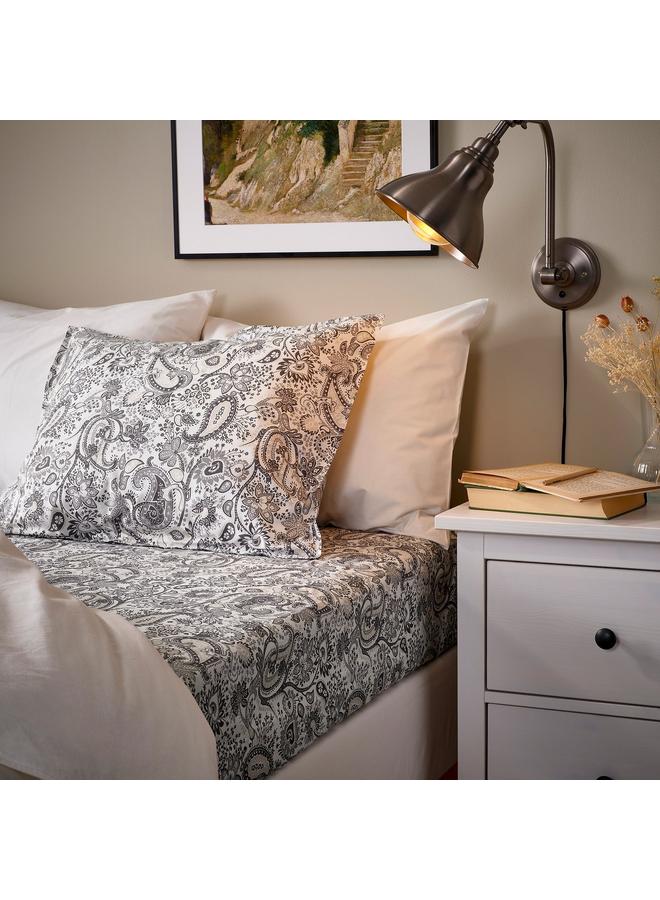 erorex Fitted sheet, grey/white, 160x200 cm - Image 3