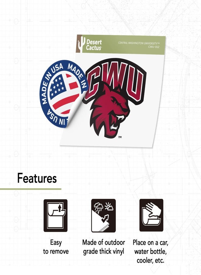 Desert Cactus Central Washington University Wildcats CWU Wellington Vinyl Decal Laptop Water Bottle Car Scrapbook Sticker (IND 12) - Image 4
