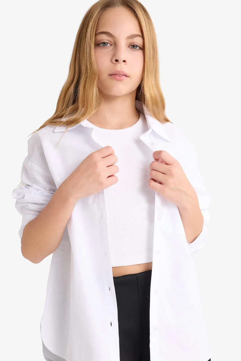 ديفاكتو Girl Oxford Long Sleeve Shirt