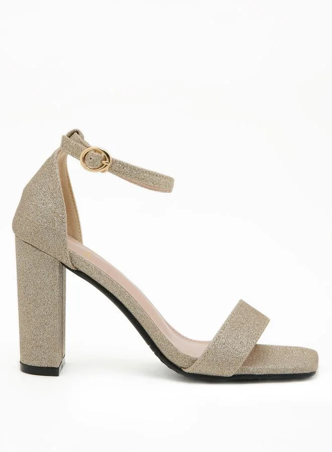 Sneak-a-Peek Embellished Open Toe Block Heel Sandals