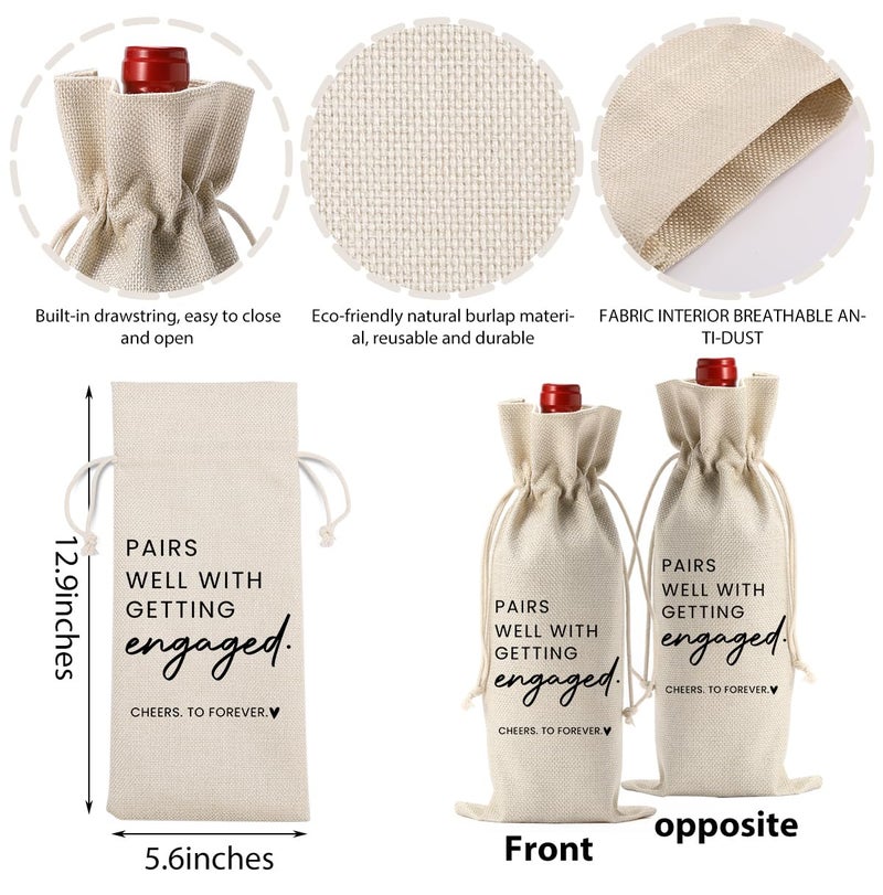 FBCCZEY Engaged Gifts, Engagement Gifts for Couples Her, Engagement Party Decorations Gifts for Engaged Couple Wine Bag, Pairs Well with Getting Engaged Wine Bottle Bag - Image 2
