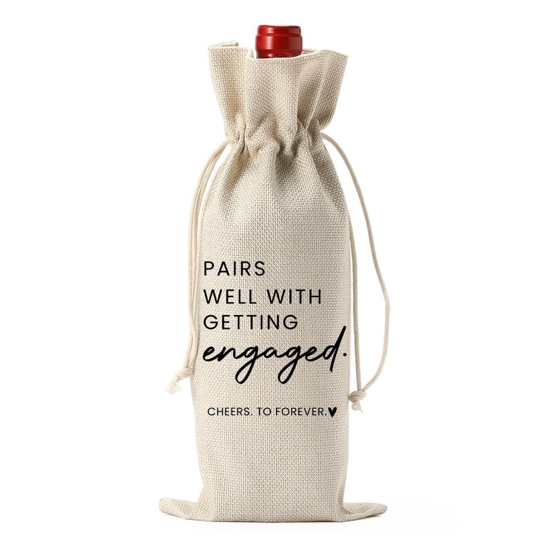 FBCCZEY Engaged Gifts, Engagement Gifts for Couples Her, Engagement Party Decorations Gifts for Engaged Couple Wine Bag, Pairs Well with Getting Engaged Wine Bottle Bag - Image 1