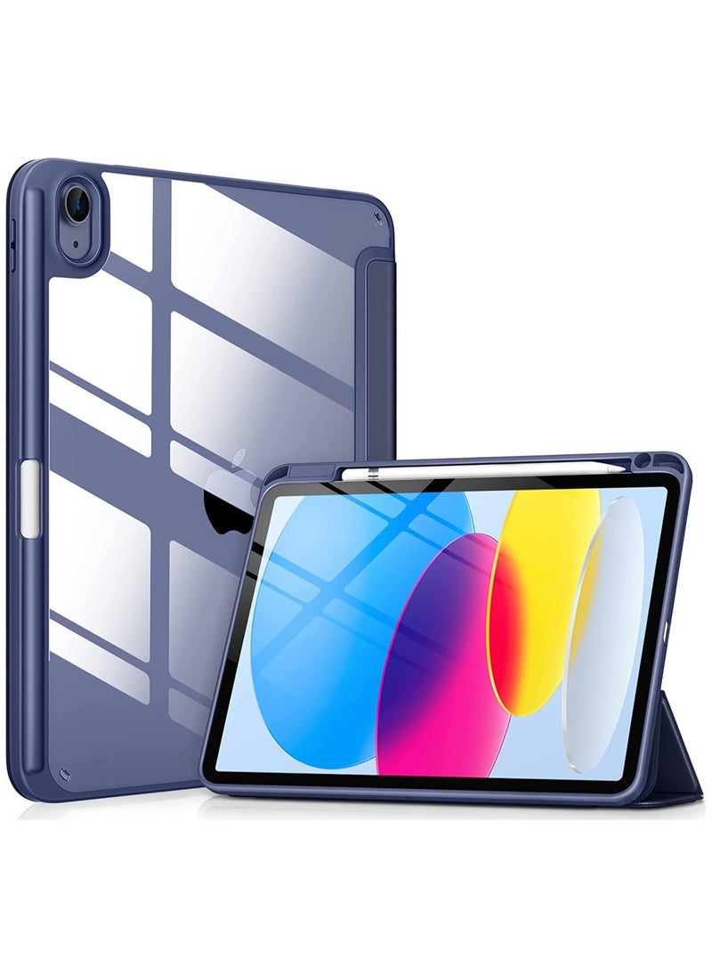إيفو حافظة iPad 10th Generation 2022 مع حامل قلم، ظهر شفاف، أزرق داكن  - Image 1