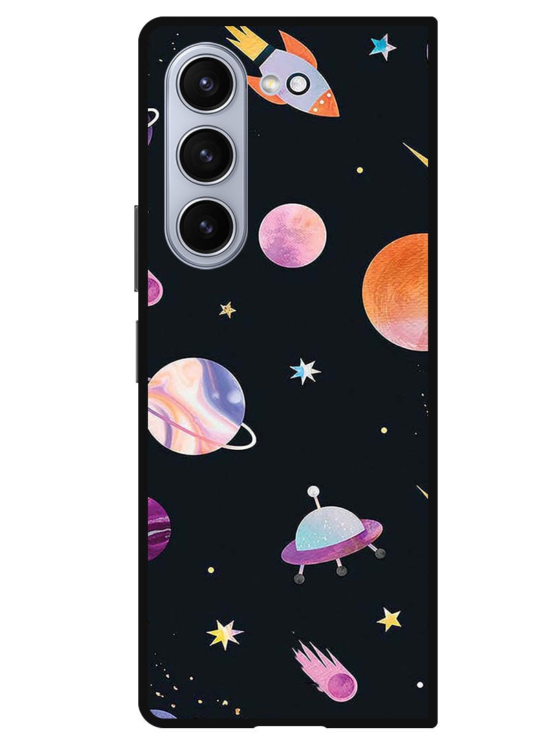 Theodor Protective Case Anti Scratch Shock Proof Bumper Cover For Samsung Galaxy Z Fold 5 Planets Pattern - Image 1
