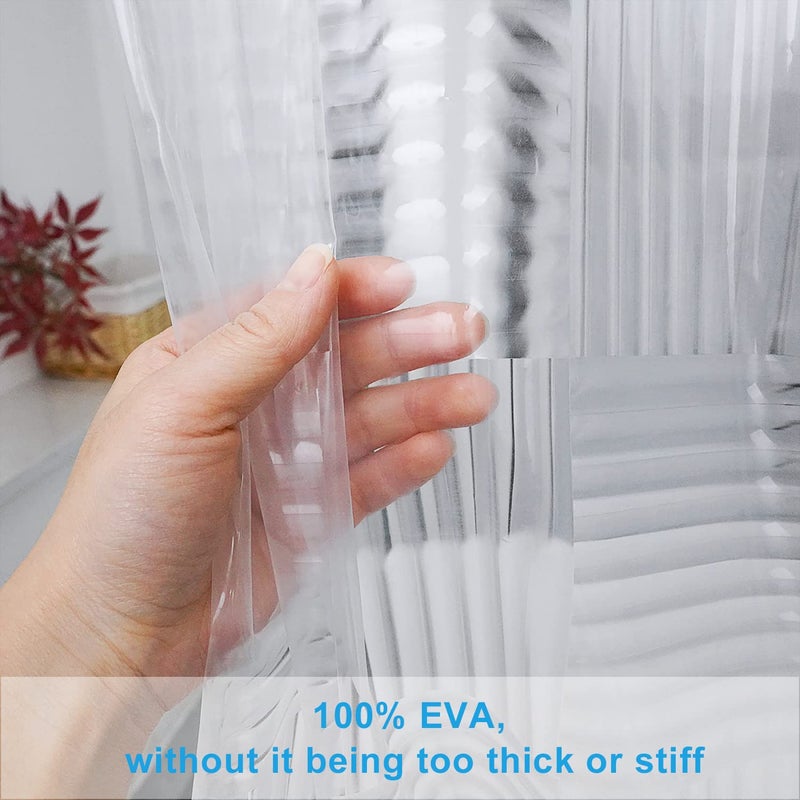 EurCross EVA Clear Shower Curtain or Liner 72 x 72 inches,Transparent Heavy Duty Clear Design Shower Liner with Geometric 3D Pattern,Waterproof Shower Curtains for Bathroom with 3 Weighted Magnets - Image 3