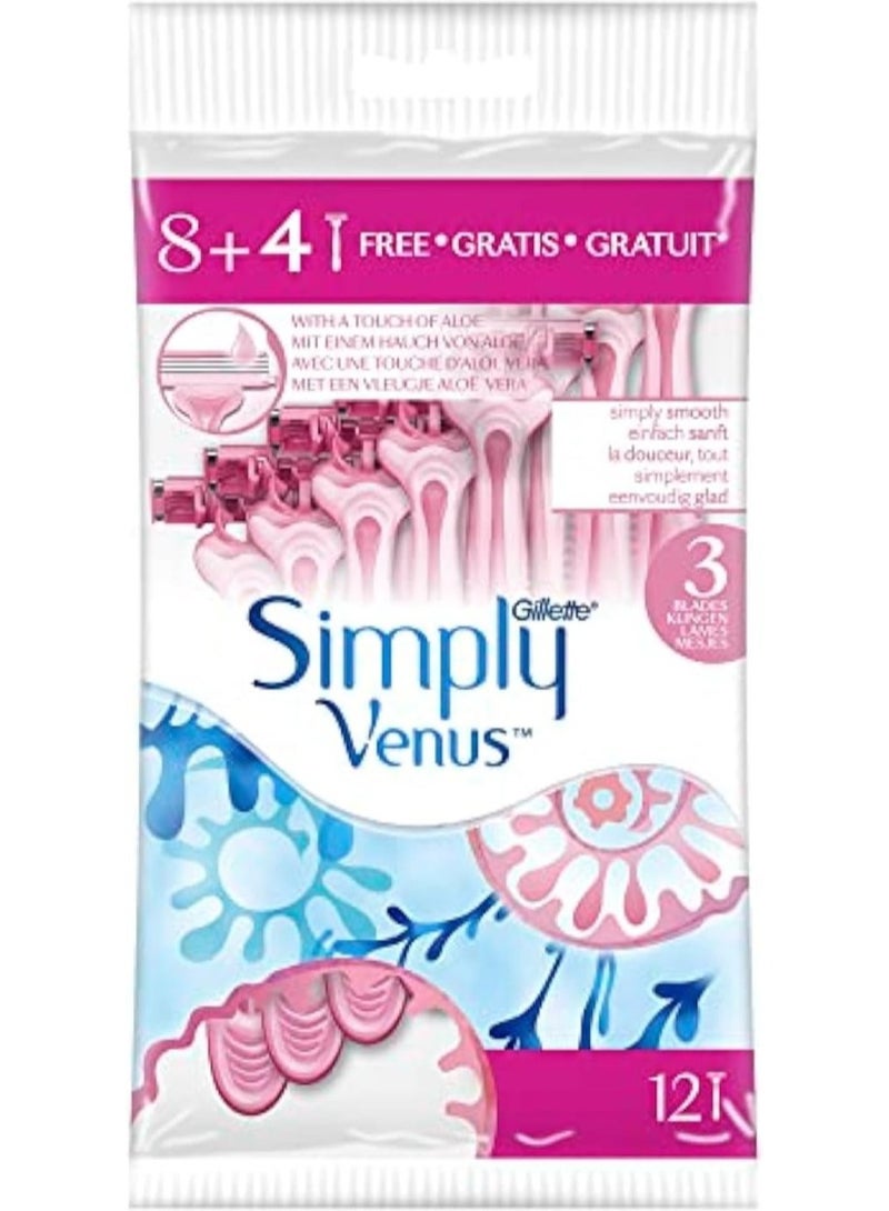 شفرات حلاقة نسائية جيليت سيمبلي فينوس، 3 شفرات – عبوة من 12قطع - Image 1
