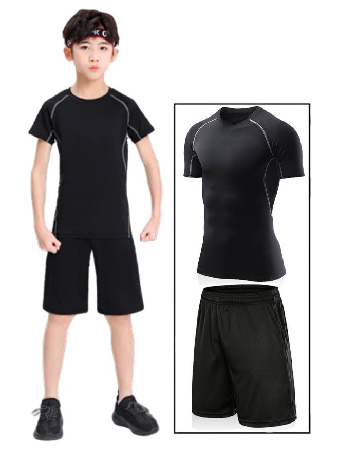 Children's Sportswear Set Tights Training Clothes Quick-Drying Clothes  Basketball and Football Base Clothes Sports Fitness Clothes Set Childrens Sports Suit  - Image 1
