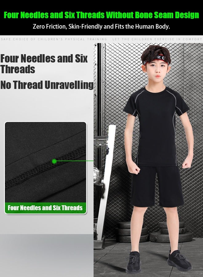 Children's Sportswear Set Tights Training Clothes Quick-Drying Clothes  Basketball and Football Base Clothes Sports Fitness Clothes Set Childrens Sports Suit  - Image 3