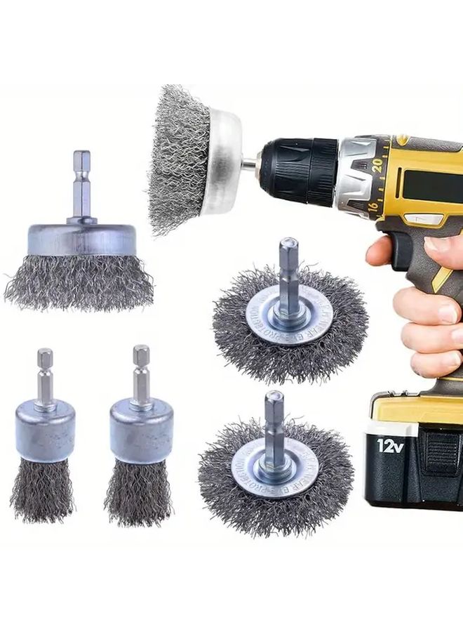 5pcs 1 4 Inch Hex Shank Abrasive Wire Wheel Cup Brush Set For Paint Rust Removal - Image 2