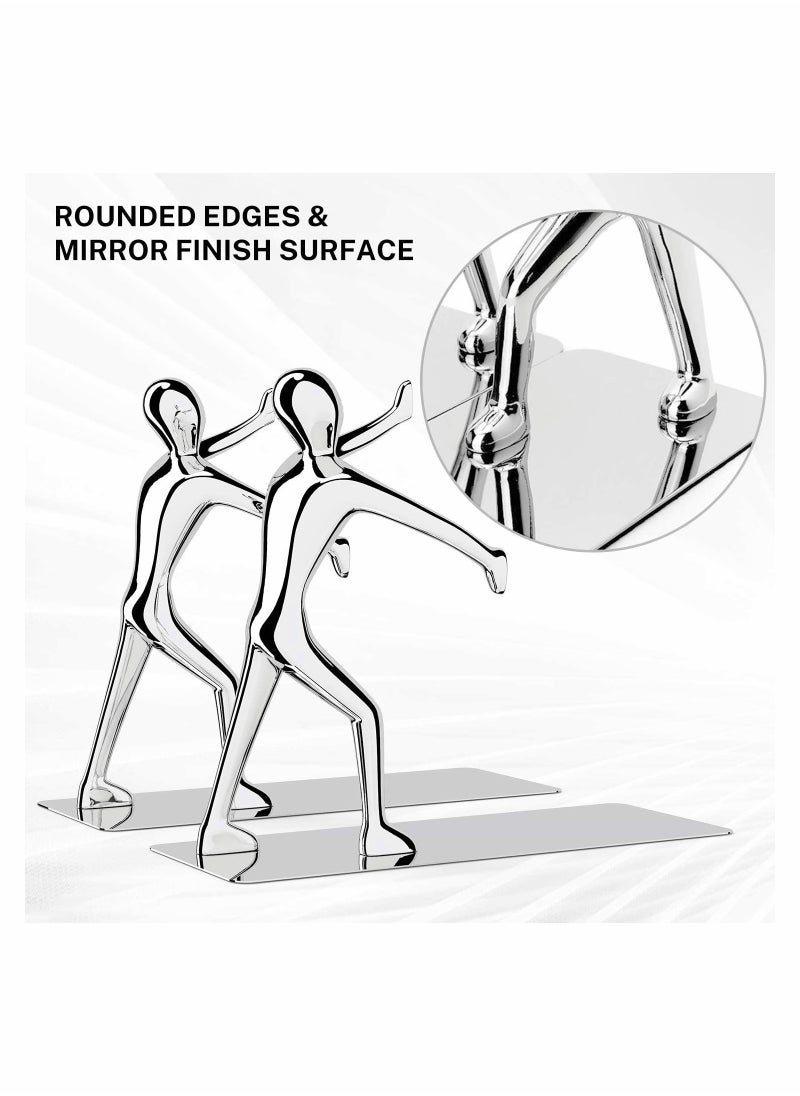 KASTWAVE Decorative Bookends Heavy Duty Zinc Alloy Man Book End, Metal Book Ends for Shelves  - Image 4