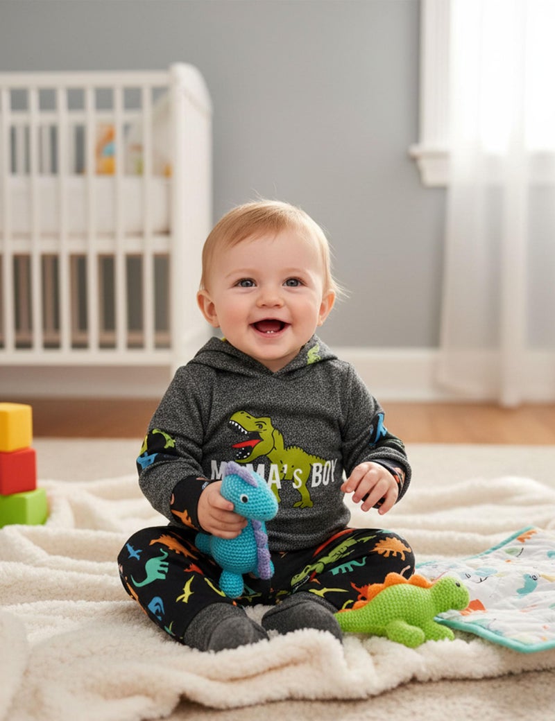 Fommy Baby Boy Clothes 0-3 Months Dinosaur clothes for baby boy clothes Hoodies + Pants Outfit Winter 2Pcs Set gifts - Image 2