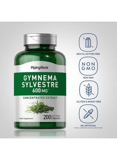 Piping Rock Gymnema Sylvestre Supplements 600 mg | 200 Capsules | Concentrated Herbal Extract | Non-GMO and Gluten Free  - Image 3