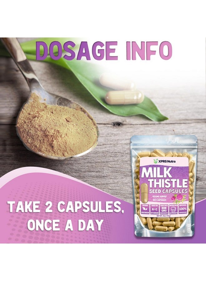 XPRS Nutra Milk Thistle Seed Capsules - 180 Count (3 Month Supply) Premium Milk Thistle Supplement Rich in Silymarin to Support the Liver and Digestion - Pure, Non-GMO Cardo Mariano Milk Thistle Pills - Image 5
