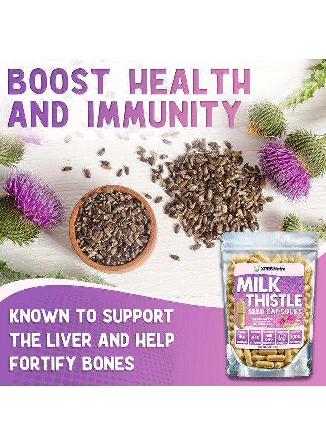 XPRS Nutra Milk Thistle Seed Capsules - 180 Count (3 Month Supply) Premium Milk Thistle Supplement Rich in Silymarin to Support the Liver and Digestion - Pure, Non-GMO Cardo Mariano Milk Thistle Pills - Image 3