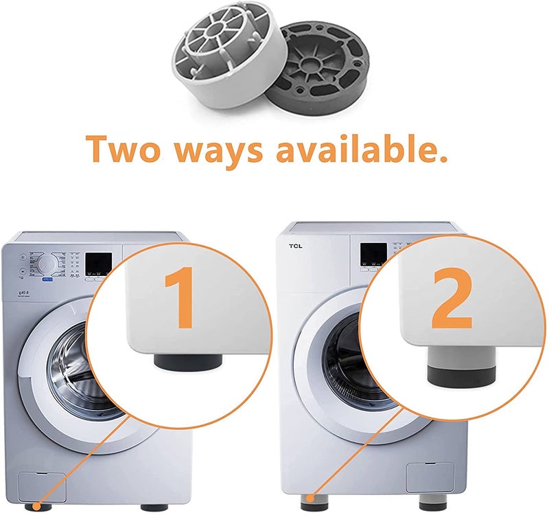 UNIQUE CART 4 Pack Anti-Vibration Pads,Rubber Noise Reduction & Vibration,Anti-Walk Foot Mount for Washer and Dryer,Adjustable Height Washing Machine Mat (Grey) - Image 4