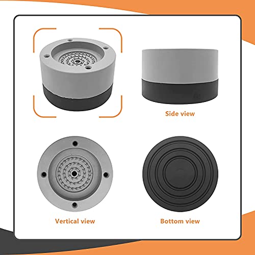 UNIQUE CART 4 Pack Anti-Vibration Pads,Rubber Noise Reduction & Vibration,Anti-Walk Foot Mount for Washer and Dryer,Adjustable Height Washing Machine Mat (Grey) - Image 3