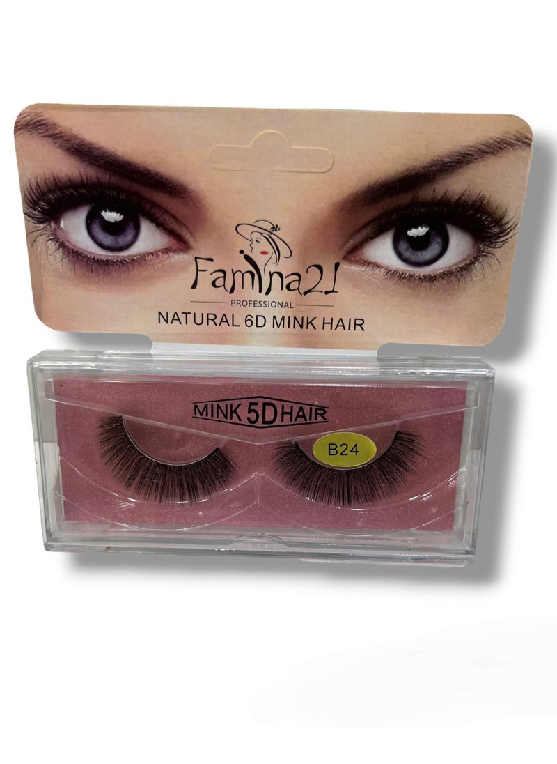 FAMINA21 Famina21 Natural 6D/5D Mink Hair Eyelashes - Set of 30 Models (B24) 