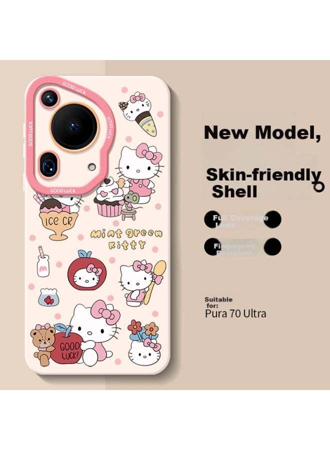 Inkaida Yingkaida Huawei Pura70ultra Phone Case Huawei P70ultra Protective Cover Full Coverage Anti-drop Men And Women Fashionable Protective Shell Eye Kt Cat Little Girl - Image 1