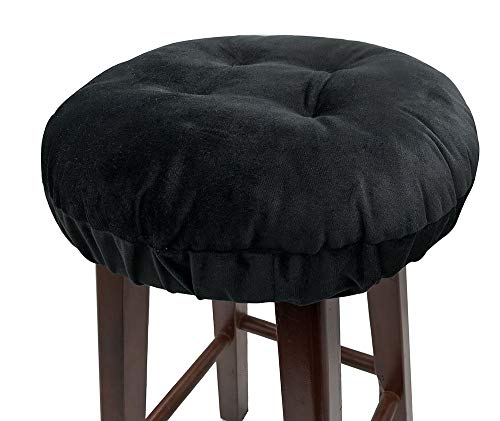 Augld 2 Pack Bar Stool Cushions with Elastic Band Stool Cover 14 Inch Black - Image 2