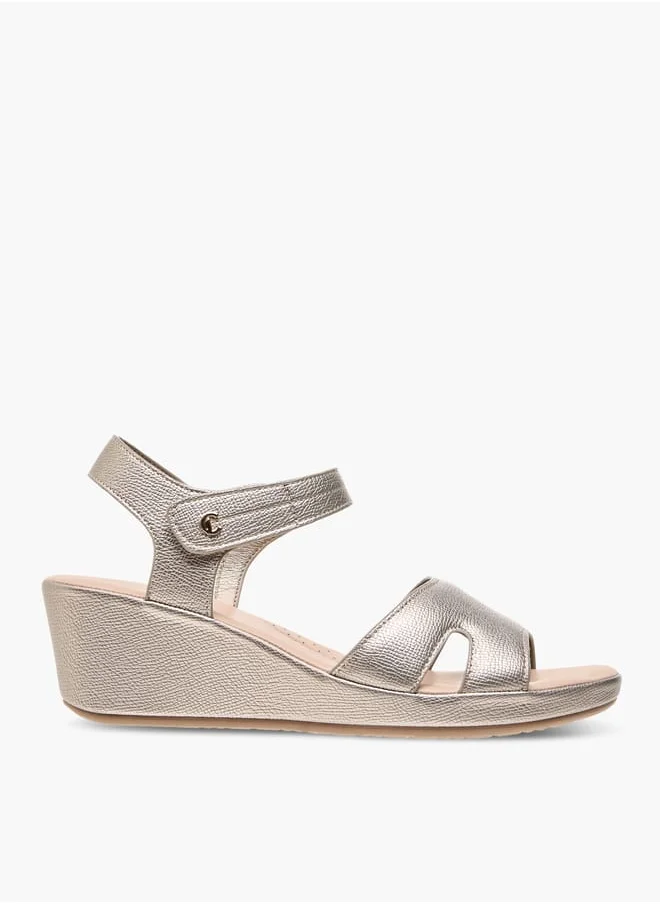 Le Confort Womens Wedge Heeled Sandals With Hook And Loop Closure